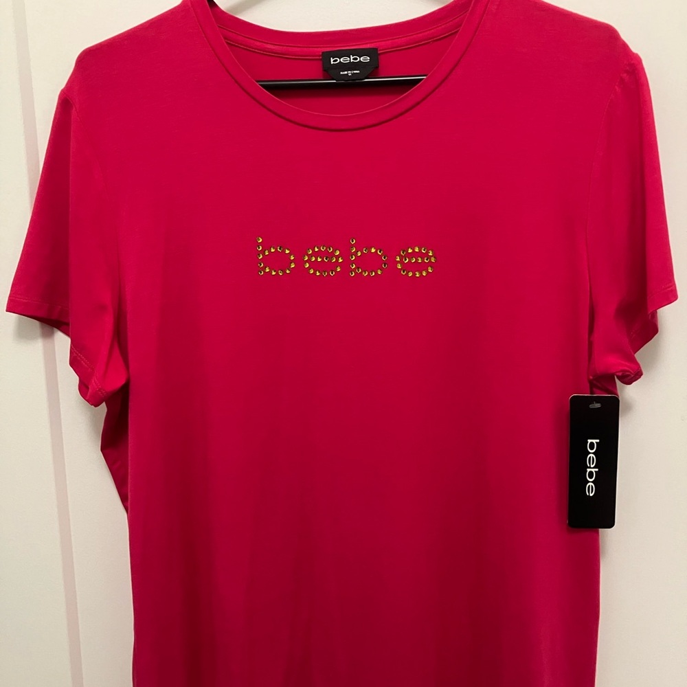 bebe Pink Embellished Short Sleeve T-Shirt